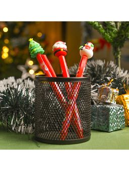 Voncasa - 3 Red Christmas Ball Pen Festive Gift Item