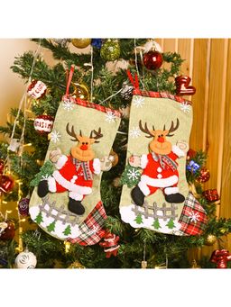 Voncasa - 2 Xmas Stocking Light Green Christmas Festive Gift Item