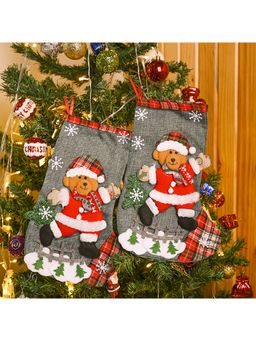 Voncasa - 2 Xmas Stocking Cyan Christmas Festive Gift Item Multicolor