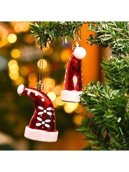 Voncasa - 4 Red Christmas Decoration X Mas Hanging Christmas Festive Gift Item