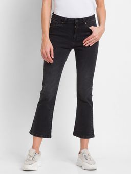 Spykar - Black Lycra Flare Fit Ankle Length Jeans For Women (elissa)
