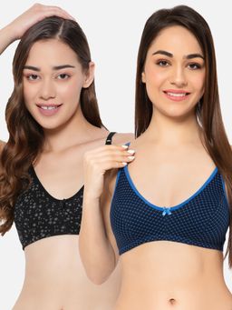 Clovia - Cotton Non-padded Non-wired Full Cup Printed Bra (Pack of 2)