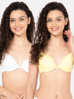 Clovia - Polyamide Solid Padded Demi Cup Underwired T-shirt Bra - Multi Color (Pack of 2)