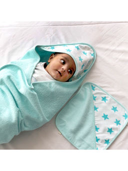 TIDY SLEEP - Blue Bath Towel - Little Blue Star (6-12 Months)