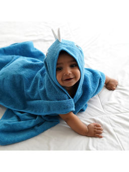 TIDY SLEEP - Baby Poncho Towel - Little Dino Blue (6-12 Months)