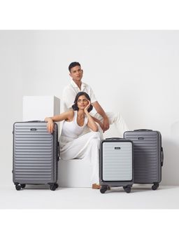 Assembly - Premium Hardsided Luggage Set of 3 - Checkin (24, 28 inch) & Cabin (20 inch) Trolley- GreyWhite