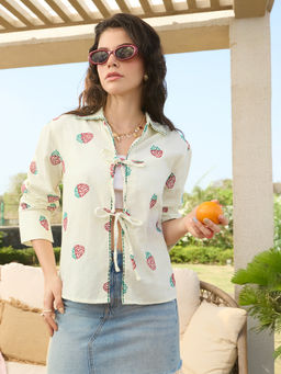 The Souled Store - Tie-Up Berry Love Women Shirt