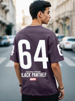 Bewakoof - Men Purple Typography Printed Oversized T-shirt