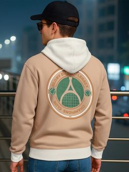 Bewakoof - Men Ginger Root Brown Champion Graphic Printed Oversized Hoodie