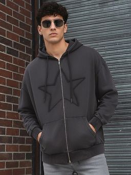 Bewakoof - Men Black Cotton Blend Solid Hoodie