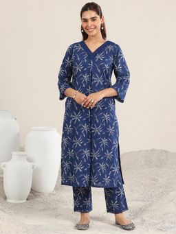 Libas - Women Navy Blue Floral Printed Co-Ord Set