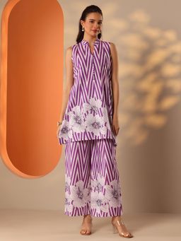 Libas - Women Purple Floral Printed Co-Ord Set