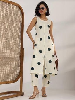 Libas - Women Off White Polka Dots Printed Co-Ord Set