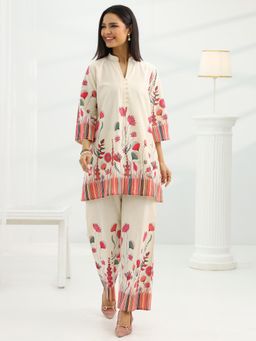 Libas - Women Off White Floral Printed Co-Ord Set