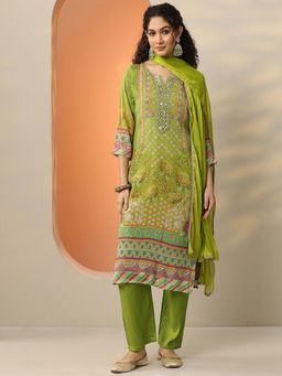 Libas - Women Green Floral Printed Kurta with Pant and Dupatta