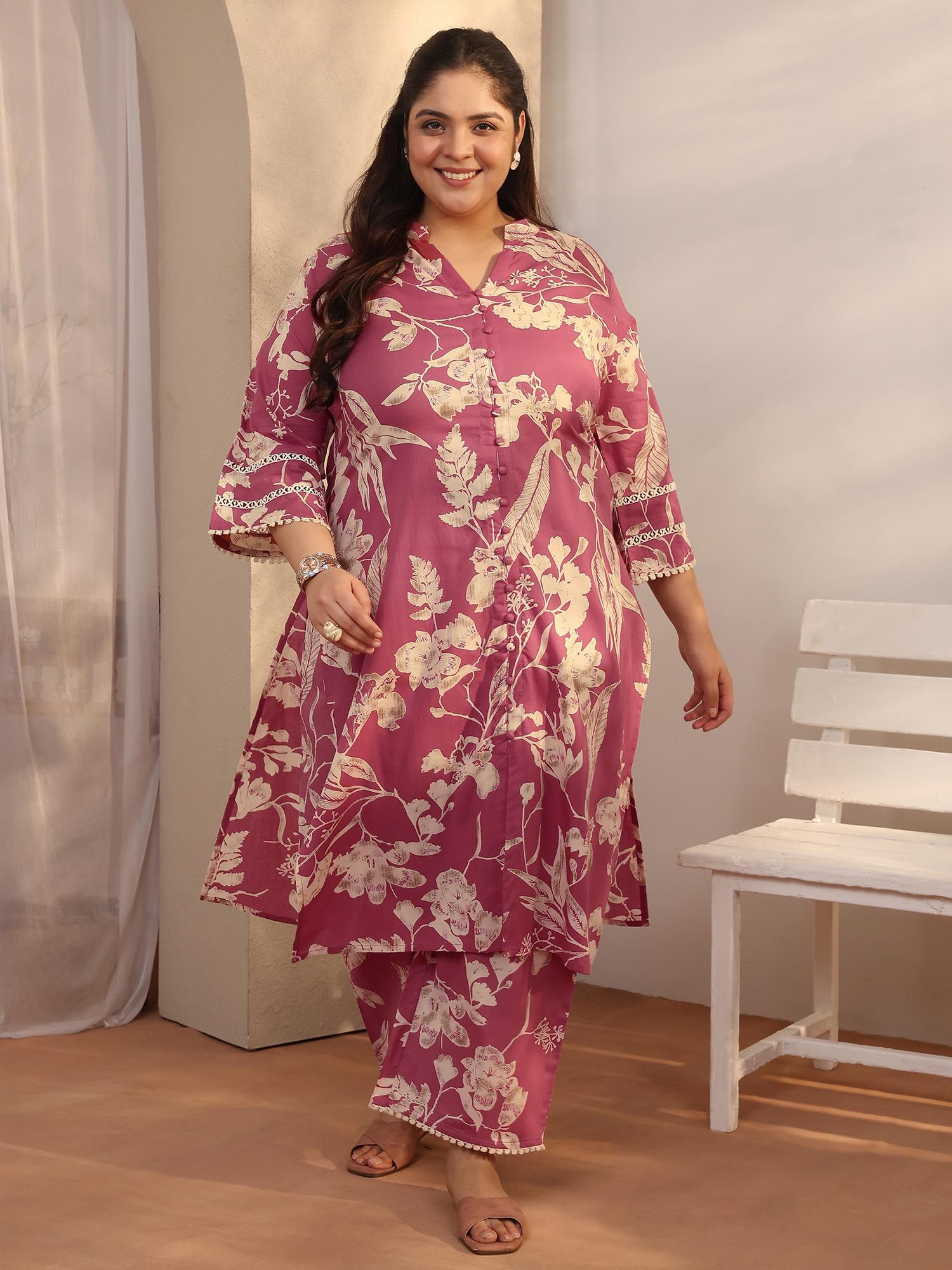 Women Pink Floral Printed Co-Ord Set-picture-24