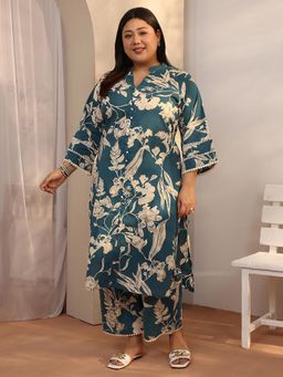 Extra love by Libas - Women Teal Floral Printed Co-Ord Set