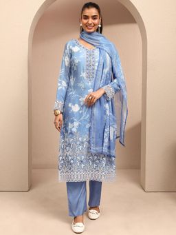 Libas Art - Women Blue Floral Printed Kurta with Pant and Dupatta