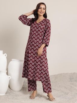 Libas - Women Maroon Printed Co-Ord Set
