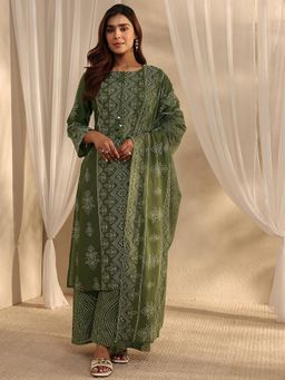 Libas - Women Olive Printed Kurta with Palazzo and Dupatta