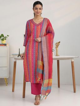 Gerua By Libas - Women Multi-Color Woven Thread Work Kurta with Pant and Dupatta