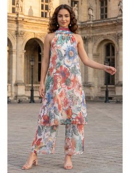W - Multi-Color Floral Printed Kurta with Palazzo and Dupatta