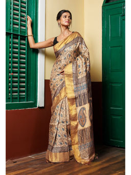 Unnati Silks - Women Grey Woven Saree with Unstiched Blouse