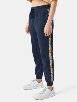 The Souled Store - Official Looney Tunes: 90's Kid Graphic Printed Navy Blue Joggers