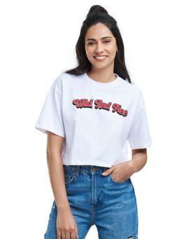 The Souled Store - Wild and Free Oversized Cropped T-Shirts for Womens