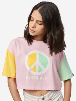 The Souled Store - Original Multicolor Women Oversized Cropped T-Shirt