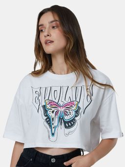 The Souled Store - Tss Originals Evolve White Oversized Crop Top