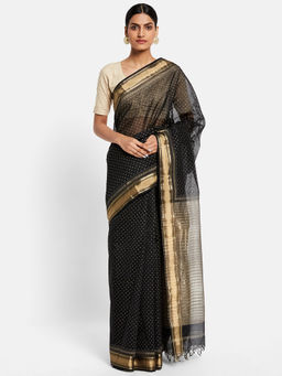Fabindia - Cotton Silk Maheshwari Printed Sari without Blouse
