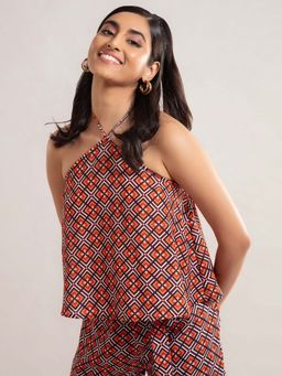 Twenty Dresses by Nykaa Fashion - Multicolor Printed Halter Neck Crop Top