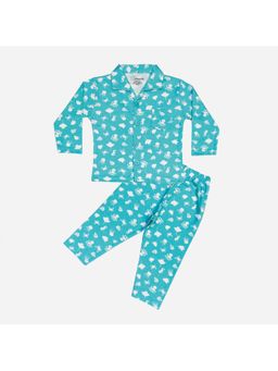 Snugkins - Baby Octopus Aqua Blue Printed Shirt and Pyjama (Set of 2)