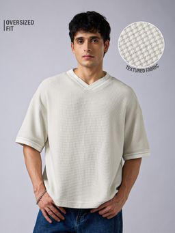 The Souled Store - Varsity T-Shirt: Soft Mist Men V-Neck T-Shirt