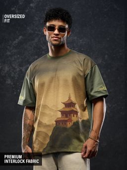 The Souled Store - Tibetan Tales: Landscape Men Oversized T-Shirt