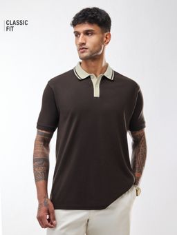 The Souled Store - Premium Polo: Mocha Brown Men Polo T-Shirt