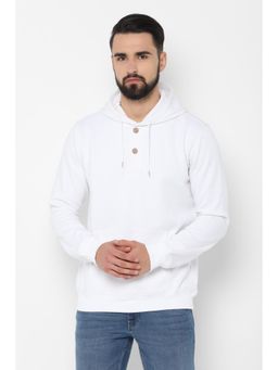 Allen Solly - Men White Full Sleeves Casual Hoodie