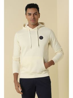 Allen Solly - Men Beige Hooded Neck Full Sleeves Casual Hoodie