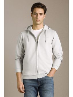 Louis Philippe - Men Casual Grey Solid Hooded Jacket