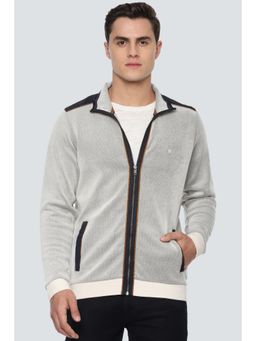 Louis Philippe - Men Casual Grey Textured Bomber Jacket