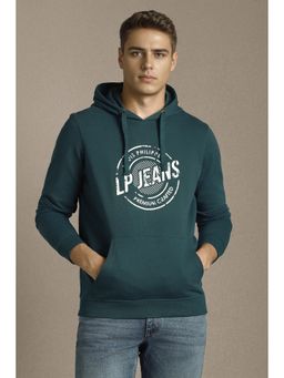 Louis Philippe - Men Casual Green Graphic Print Hoodie