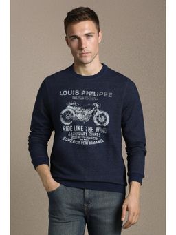 Louis Philippe - Men Casual Navy Graphic Print Sweatshirt