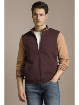 Louis Philippe - Men Casual Brown Colorblock Bomber Jacket