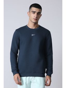 Reebok - Navy Blue Cotton Blend Full Sleeves Sweatshirt