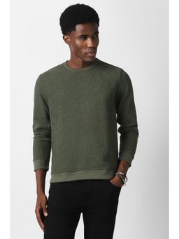 Van Heusen - Men Olive Textured Crew Neck Sweatshirt