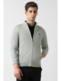 Van Heusen - Men Grey Textured High Neck Bomber Jacket