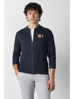 Van Heusen - Men Navy Solid High Neck Bomber Jacket