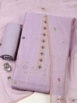 MEENA BAZAAR - Women Lavender Chanderi Woven Unstitched Kurta and Pant with Dupatta