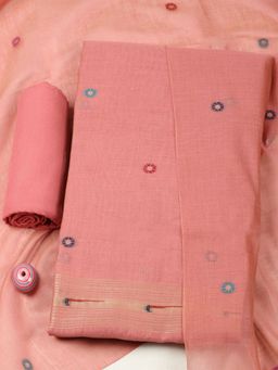 MEENA BAZAAR - Women Pink Chanderi Woven Unstitched Kurta and Pant with Dupatta